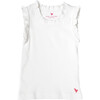 Organic Ruffle Rib Tank, White - Blouses - 1 - thumbnail