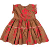 Polly 2-Tired Gathered Dress, Latte Botanical - Dresses - 1 - thumbnail