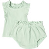 Organic Ruffle Rib 2-Piece Set, Frosty Green - Mixed Apparel Set - 1 - thumbnail