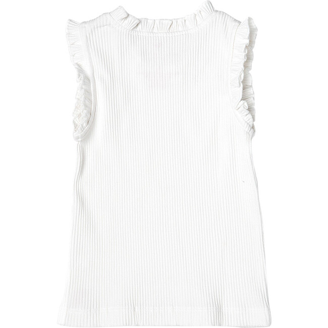 Organic Ruffle Rib Tank, White - Blouses - 4