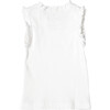 Organic Ruffle Rib Tank, White - Blouses - 4