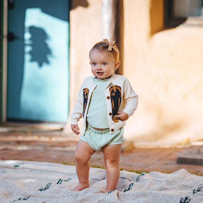 Organic Ruffle Rib 2-Piece Set, Frosty Green - Mixed Apparel Set - 3