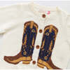 Cowboy Boots Print Sweater, Cream - Sweaters - 4