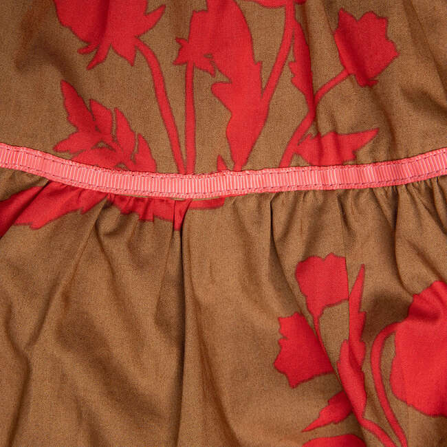 Polly 2-Tired Gathered Dress, Latte Botanical - Dresses - 4
