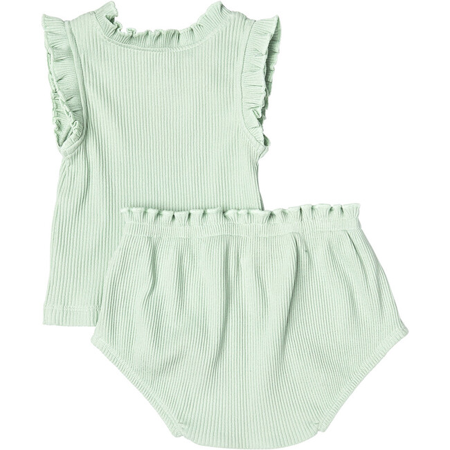 Organic Ruffle Rib 2-Piece Set, Frosty Green - Mixed Apparel Set - 5