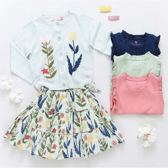 Allie Shimmer Gathered Skirt, Paper Floral - Skirts - 5