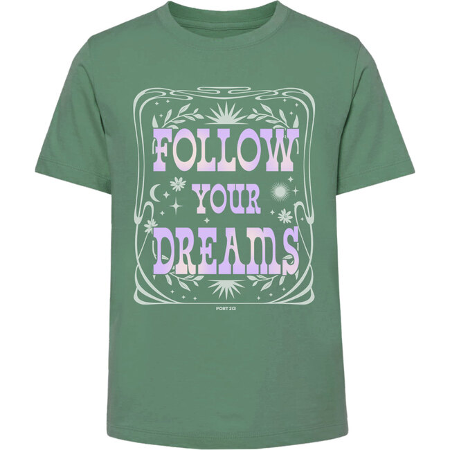 Follow Dreams Rib Knit Short Sleeve Crew Neck T-Shirt, Green