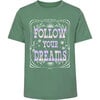 Follow Dreams Rib Knit Short Sleeve Crew Neck T-Shirt, Green - T-Shirts - 1 - thumbnail