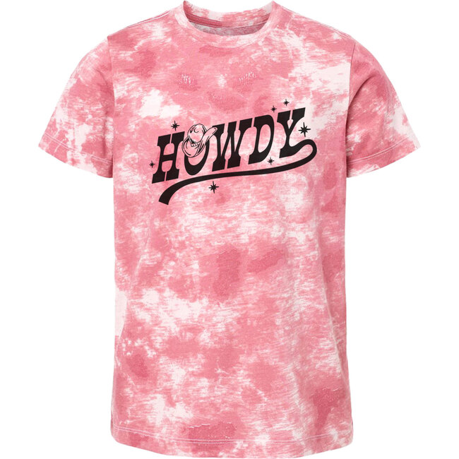 Howdy Western Short Sleeve Tie-Dye T-Shirt, Pink