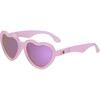 Polarized Heart: Purple Mirrored Lens, Frosted Pink - Sunglasses - 4