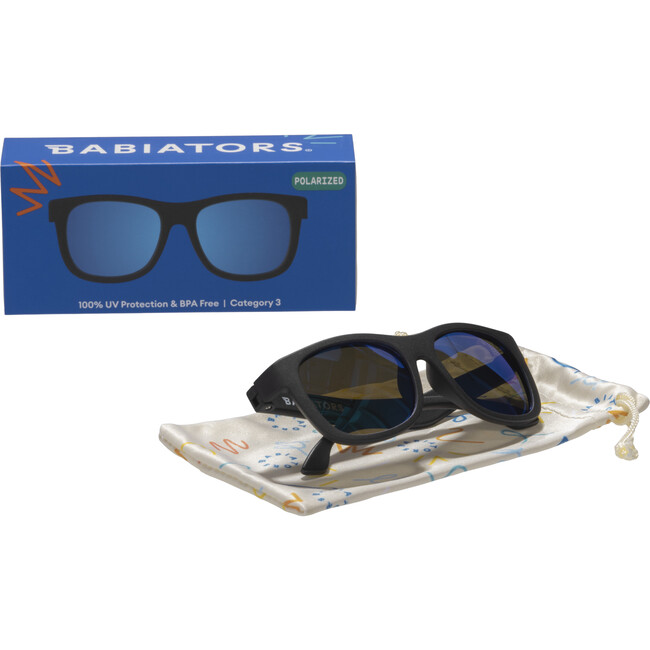Polarized Navigator: Cobalt Mirrored Lens, Jet Black - Sunglasses - 3