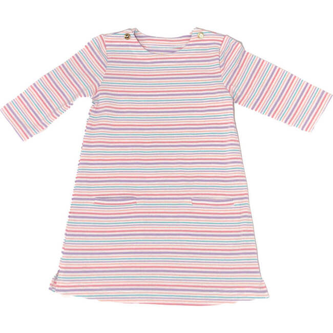 Elsie 3/4 Sleeve Stripe Print Dress, Multicolors