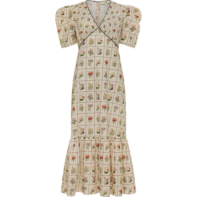 Women's Analise Linen Dress, Vintage Block Stamp - Dresses - 1
