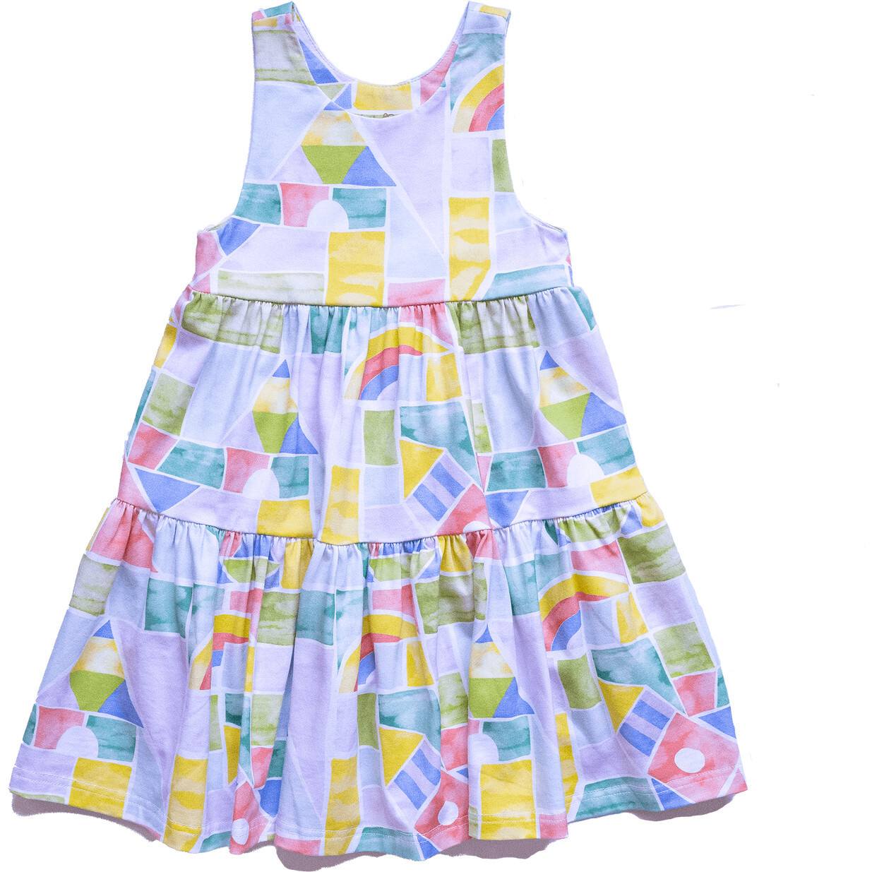 Alex Sleeveless Tier Dress, Rainbow Blocks - Dresses - 1