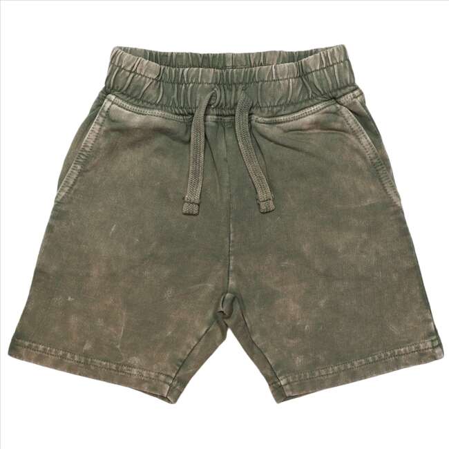 Kids Solid Enzyme Shorts, Olive - Shorts - 1