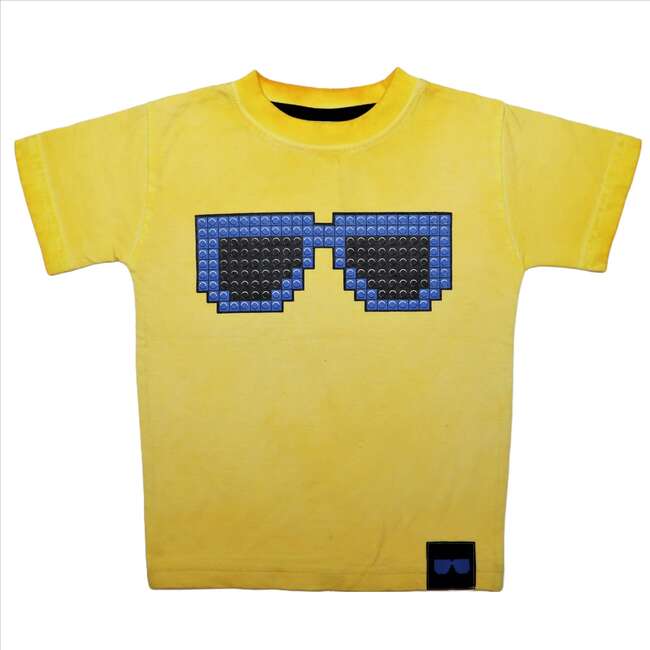 Kids Yellow Pigment Dye Tee - Pixel Sunglasses - Shirts - 1