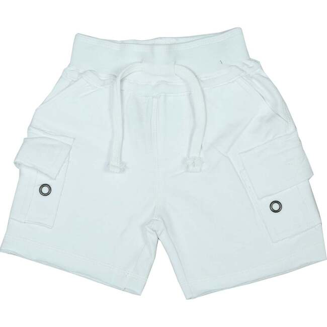 Kids Solid Cargo Shorts - White - Shorts - 1