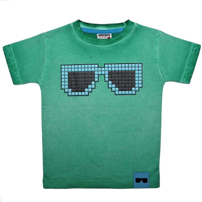 Kids Green Pigment Dye Tee - Pixel Sunglasses - Shirts - 1