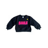 Crew Neck Sweatshirt With SMILE Patch, Black - Sweatshirts - 1 - thumbnail