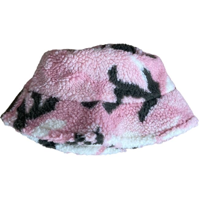 Faux-Sherpa Camouflage Bucket Hat, Pink