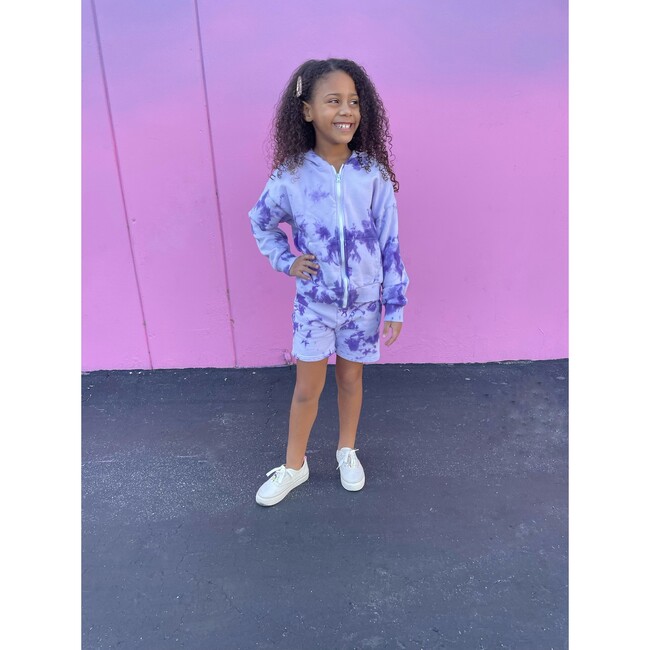 Tie-Dye Zip-Up Hoodie Sweatshirt, Purple - Sweatshirts - 2