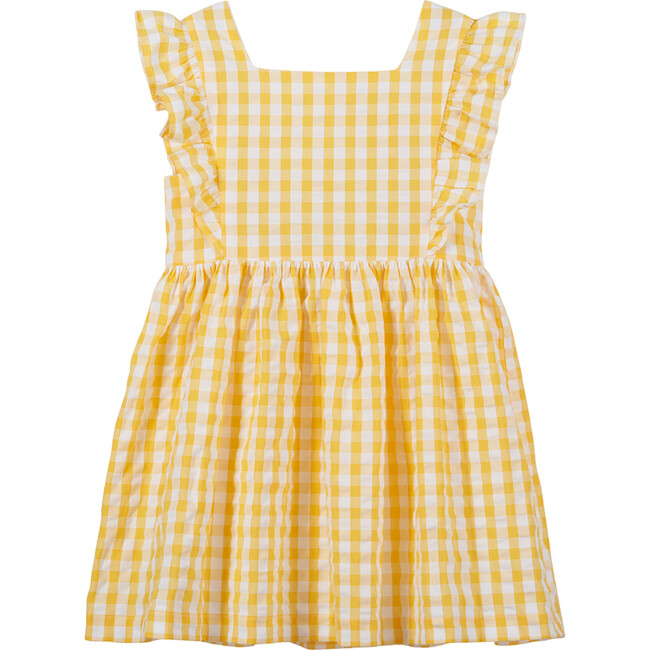 Lula Gingham Ruffle Dress, Yellow Gingham - Dresses - 1
