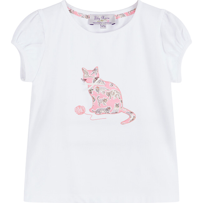 Liberty Print Willoughby Applique T-Shirt, White & Pink
