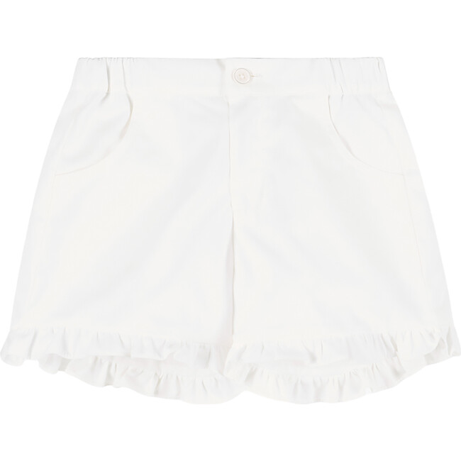 Frilly Twill Shorts, White