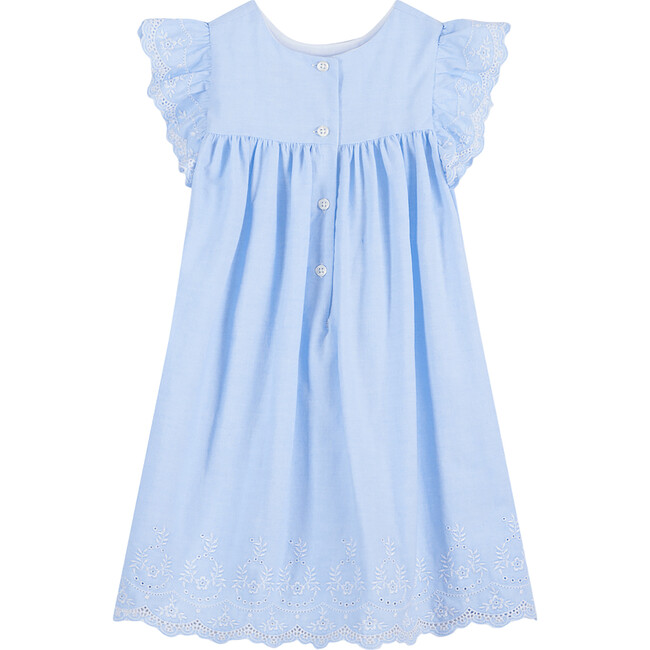 Embroidered Chambray Dress, Blue Chambray - Dresses - 2