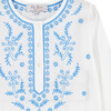 Embroidered Kaftan, White & Blue - Cover-Ups - 3