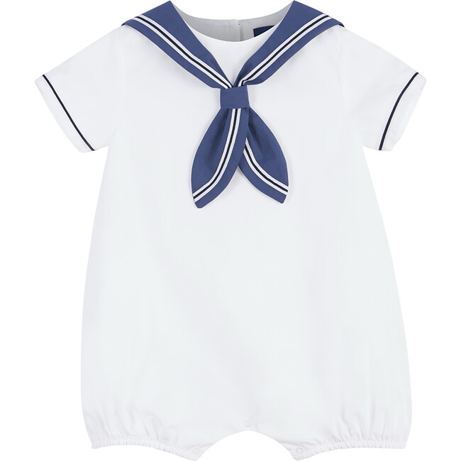 Little Charlie Sailor Romper, White - Rompers - 1