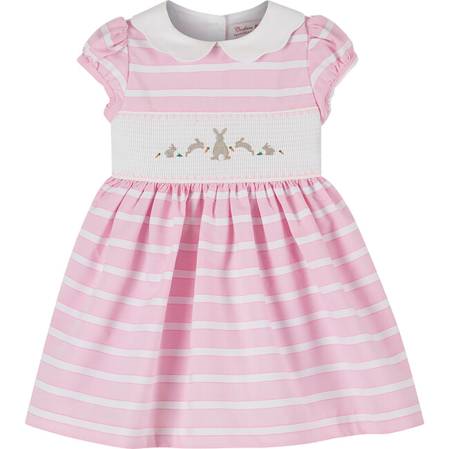 Little Bunny Striped Smocked Dress, Pink Stripe