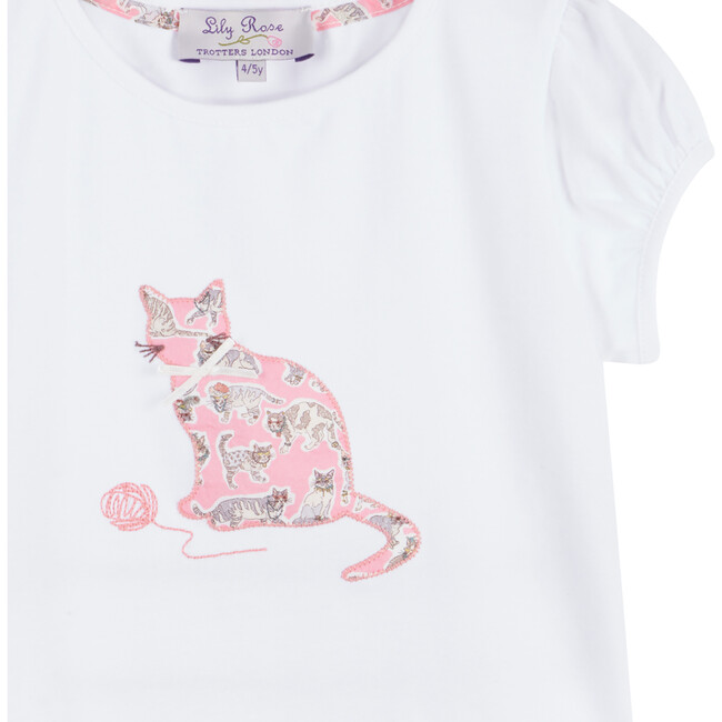 Liberty Print Willoughby Applique T-Shirt, White & Pink - Tees - 3