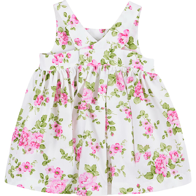 Little Adelina Vintage Rose Cross Back Dress, Pink Rose - Dresses - 2