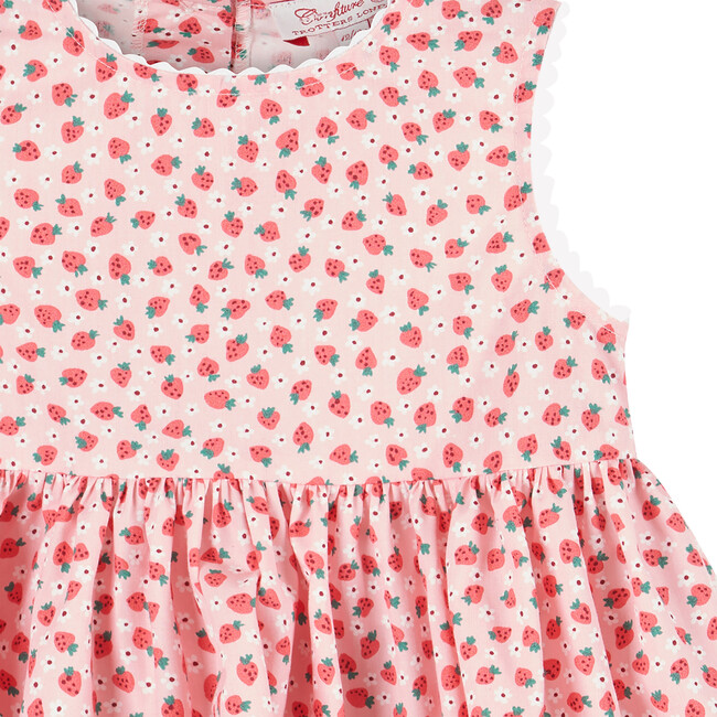 Little Adelina Strawberry Ric Rac Dress, Pink Strawberry - Dresses - 3