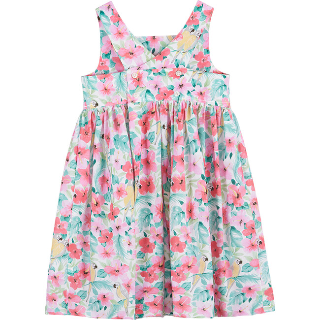Little Adelina Tropical Cross Back Dress, Pink Tropical - Dresses - 2