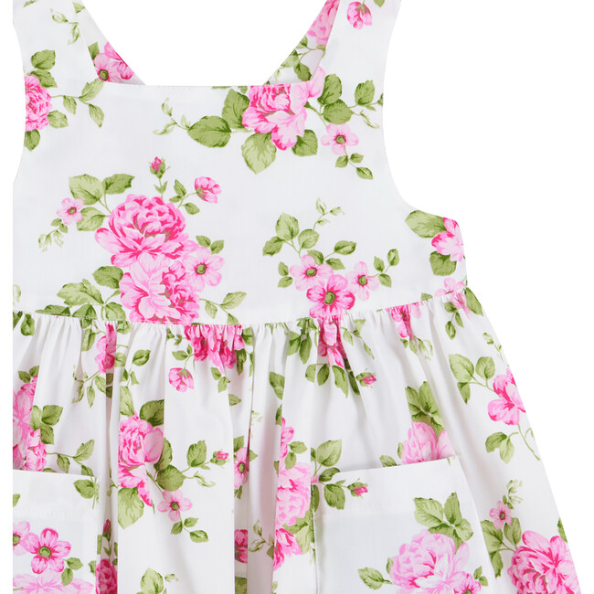 Little Adelina Vintage Rose Cross Back Dress, Pink Rose - Dresses - 3