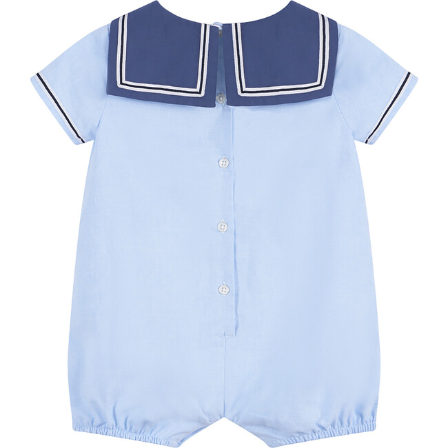 Little Charlie Sailor Romper, Pale Blue - Rompers - 2