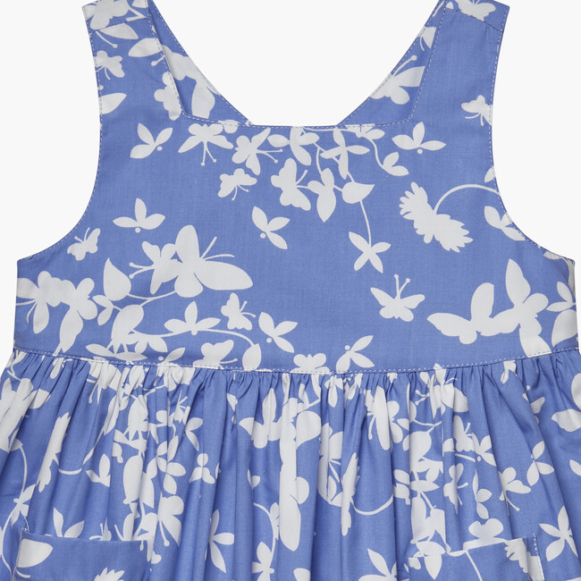Little Adelina Butterfly Cross Back Dress, Cornflower Blue - Dresses - 3