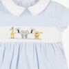 Little Smocked Safari Romper, Blue Stripe - Rompers - 3