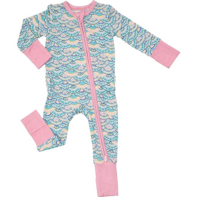 Mermaid Scale 2-Way Ruffle Back Zipper Romper - Rompers - 1