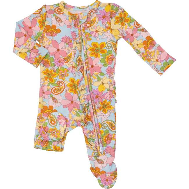 PAISLEY FLORAL 2-Way Ruffle Back Zipper Footie - Footie Pajamas - 1