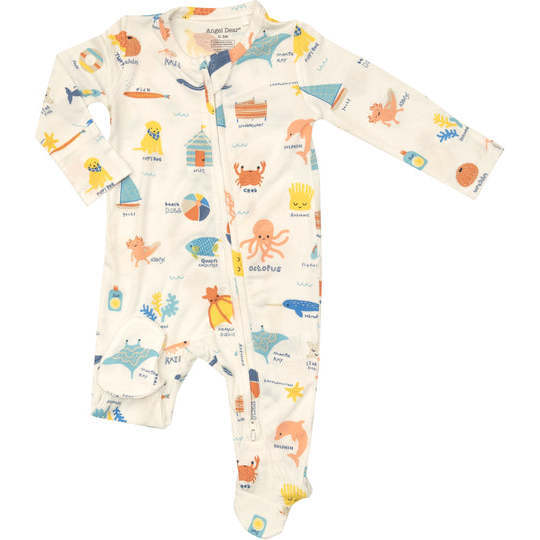BEACHSIDE ABC 2-Way Zipper Footie - Angel Dear Rompers | Maisonette