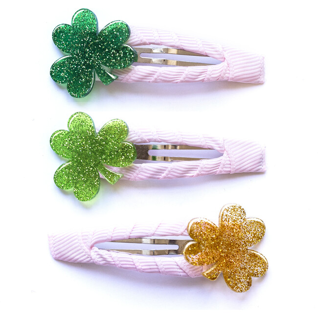 Lucky Charms Glitter Snap Clip, Green