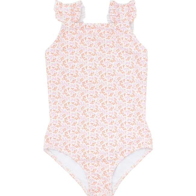 Calypso Botanic Ruffle Strap One-Piece, Coral