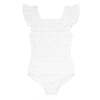 Eyelet Square Neck Double Ruffle One-Piece, White - Minnow Swim | Maisonette