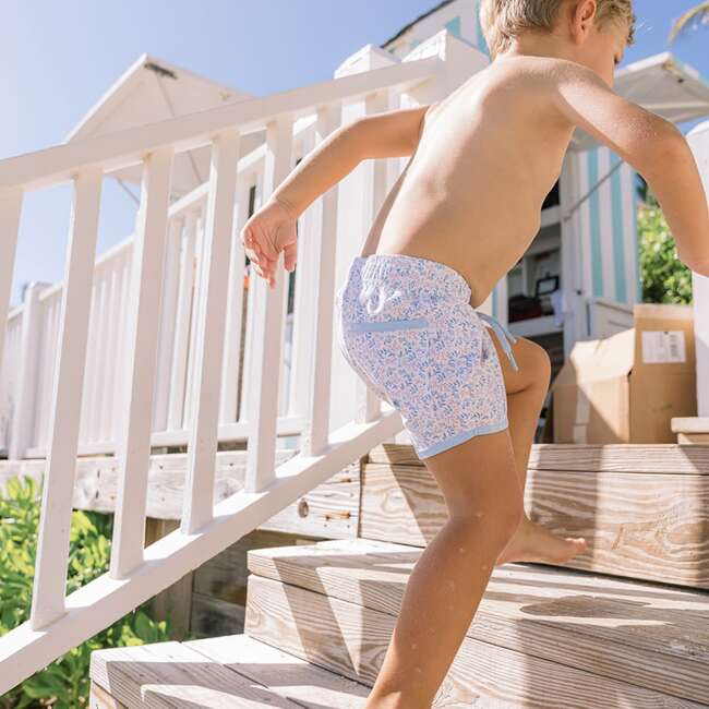 Briland Botanic Long Slim Leg Boardie, Blue - Swim Trunks - 2