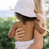 Eyelet Double-Lined Large Brim Sun Hat, White - Hats - 2