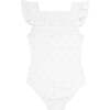 Eyelet Square Neck Double Ruffle One-Piece, White - Minnow Swim | Maisonette