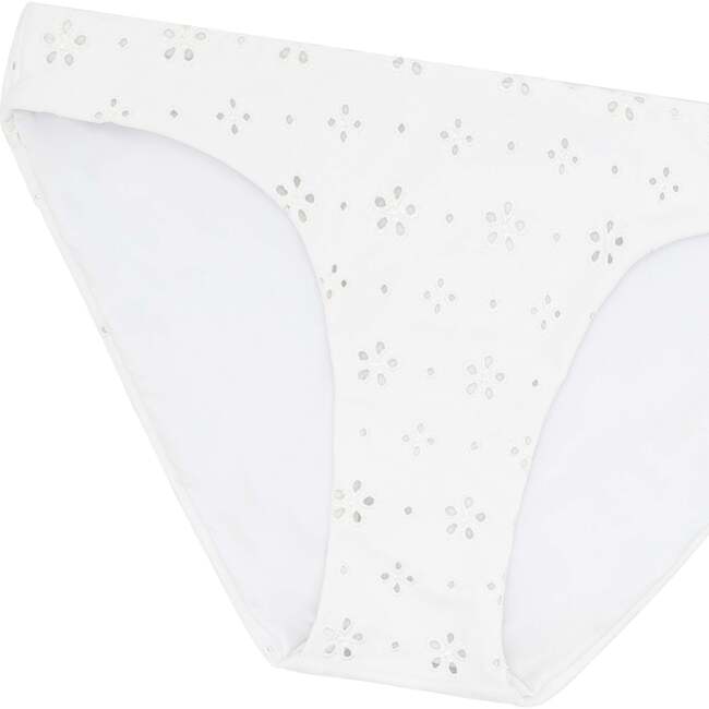 Women's Eyelet Tie Knot Bikini Bottom, White - Two Pieces - 2